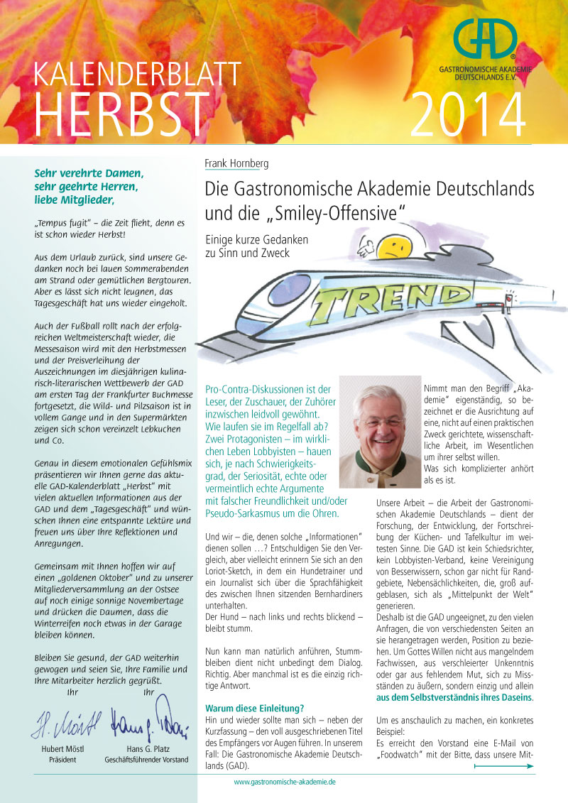 Kalenderblatt Herbst 2014