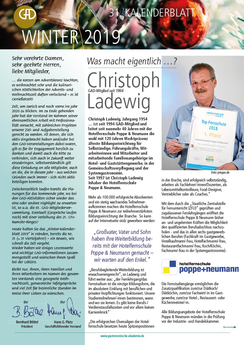 Kalenderblatt Winter 2019